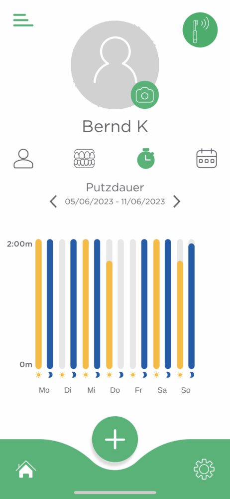 Menü Putzdauer - GUM smart App zur GUM Smart One Schallzahnbürste